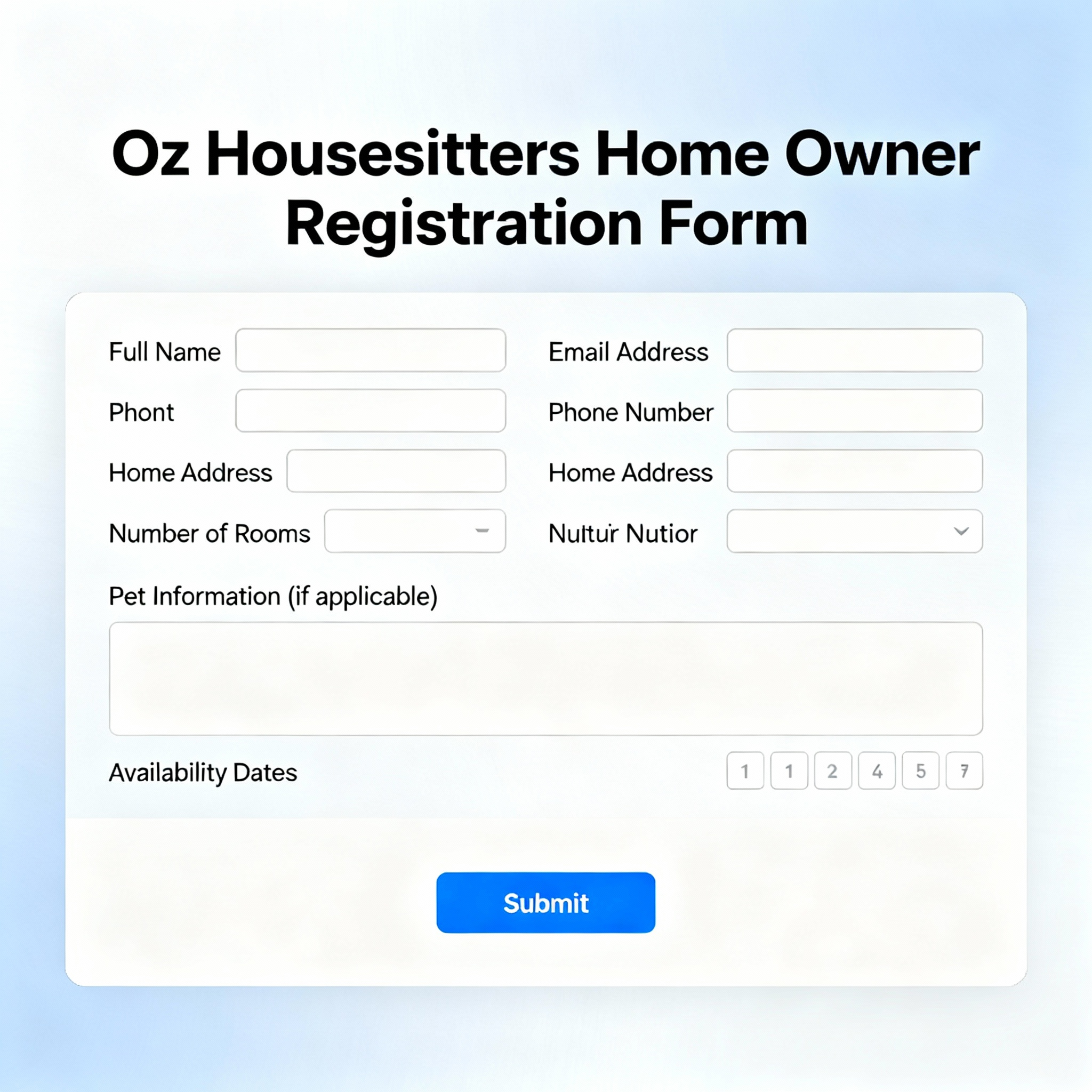 VOL 5 Test 2 - Oz Housesitters-home Owner Registration Form